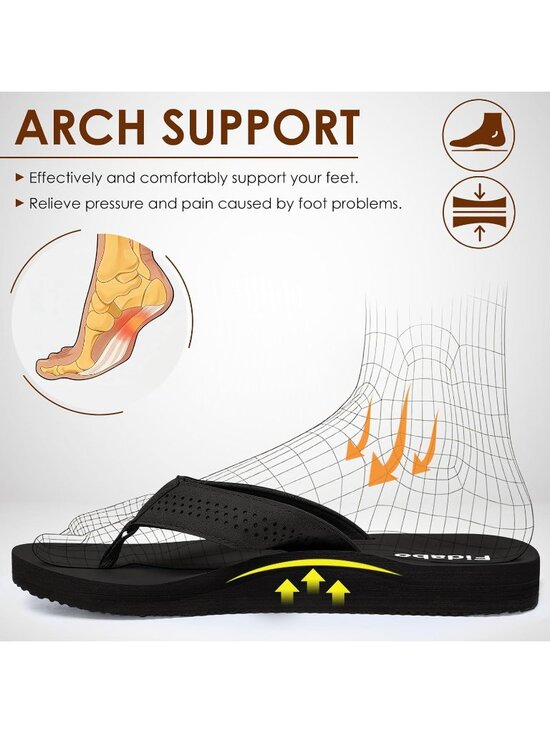 Men\'s Black Flip Flops With Arch Support Comfortable Yoga Mat Sandals Casual main image 4
